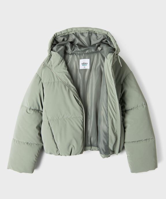 Parka courte à capuche en matière déperlante finition mate fille vue4 - GEMO 4G FILLE - GEMO