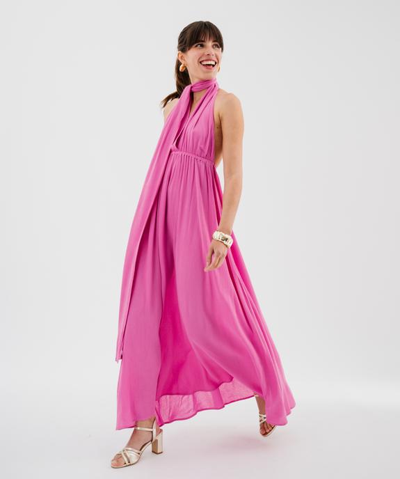 Robe longue dos-nu multi-look en viscose femme vue2 - GEMO(FEMME PAP) - GEMO