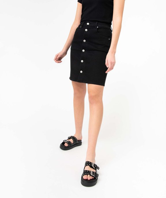 Jupe femme en jean avec boutons sur l’avant vue1 - GEMO(FEMME PAP) - GEMO