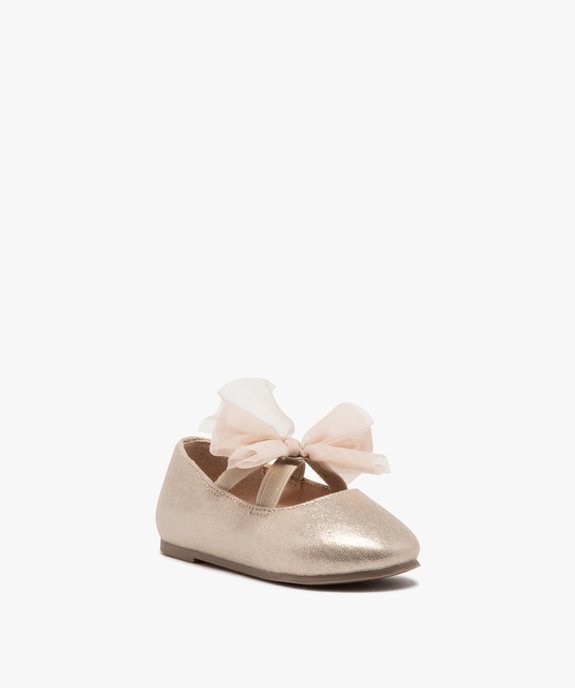 Ballerines bébé fille unies à paillettes avec noeud en tulle fantaisie vue2 - GEMO(BEBE DEBT) - GEMO