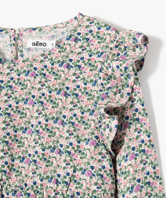 Chemise fleurie à manches longues et volants fille vue2 - GEMO (ENFANT) - GEMO