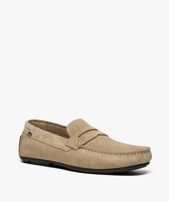 Mocassins homme dessus et intérieur cuir avec surpiqûres vue2 - GEMO (HOMME) - GEMO