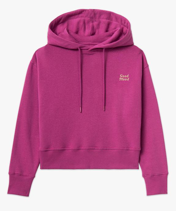 Sweat court à capuche avec message brodé femme vue4 - GEMO(FEMME PAP) - GEMO