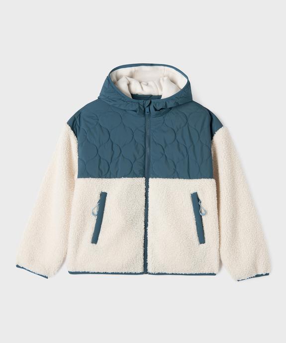 Sweat zippé à capuche bi-matières garçon vue1 - GEMO (JUNIOR) - GEMO