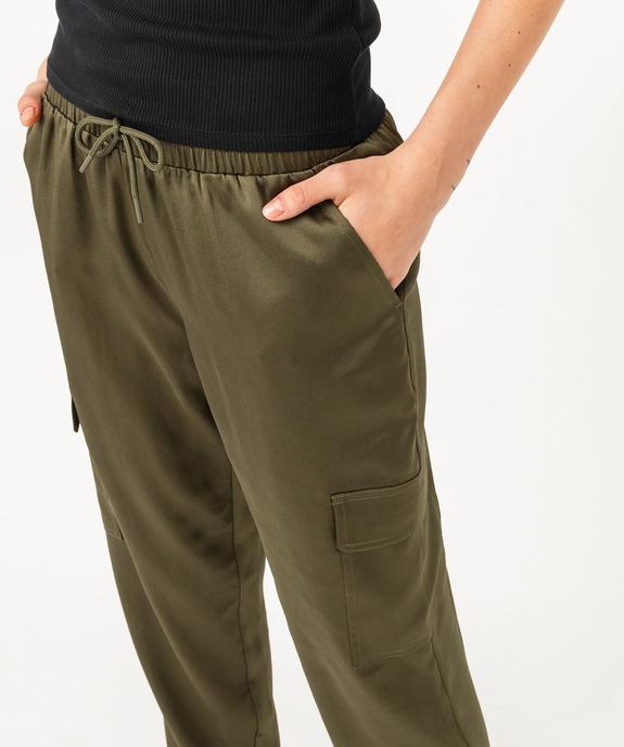 Pantalon cargo en satin à taille élastiquée femme vue2 - GEMO(FEMME PAP) - GEMO