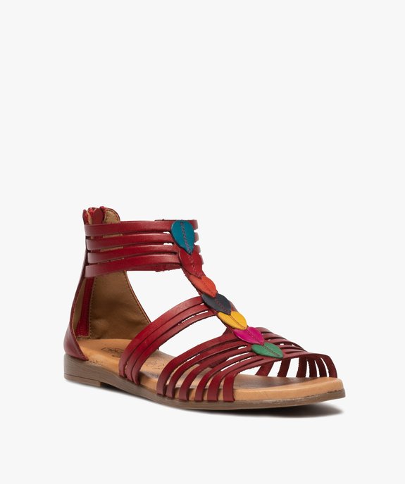 Sandales femme style spartiates montantes à fines brides en cuir vue2 - GEMO (CASUAL) - GEMO