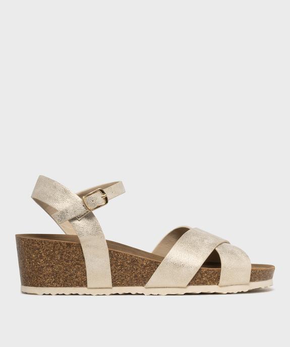 Sandales à talon compensé et larges brides croisées brillantes femme - Valentina Baldano vue1 - VALENTINA BALDA - GEMO