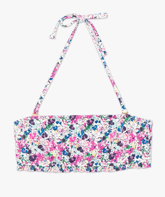 Haut de maillot de bain femme forme bandeau à motifs fleuris vue4 - GEMO (PLAGE) - GEMO