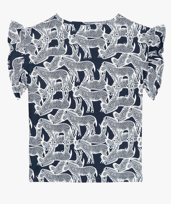 Tee-shirt court fille imprimé avec manches courtes volantées vue3 - GEMO (ENFANT) - GEMO