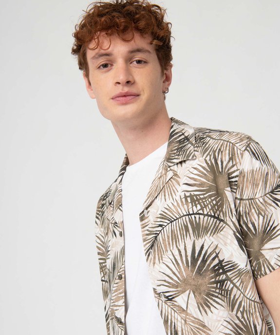 Chemise homme à manches courtes tropical en viscose fluide imprimée  vue2 - GEMO 4G HOMME - GEMO