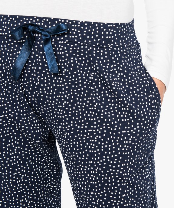Pantalon de pyjama avec bas resserré et nœud en satin vue2 - GEMO(HOMWR FEM) - GEMO