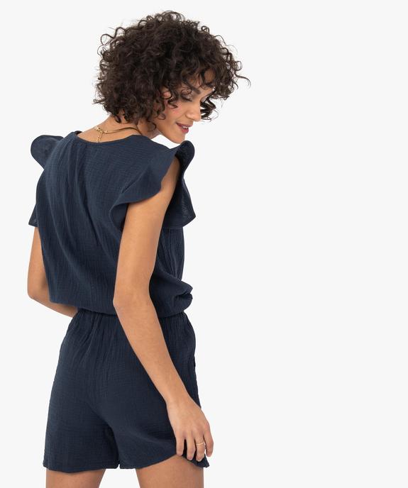 Combishort femme en gaze de coton avec emmanchures volants vue3 - GEMO(FEMME PAP) - GEMO