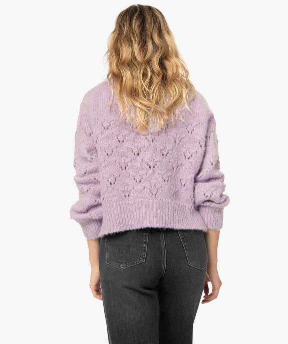 Gilet femme en maille fantaisie coupe courte vue3 - GEMO 4G FEMME - GEMO