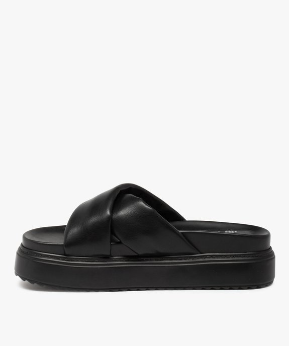 Mules femme plateforme à larges brides rembourrées vue3 - GEMO (CASUAL) - GEMO