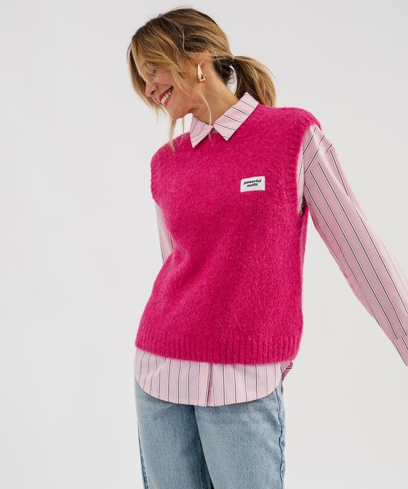Pull sans manches coupe loose en maille douce femme vue1 - GEMO(FEMME PAP) - GEMO