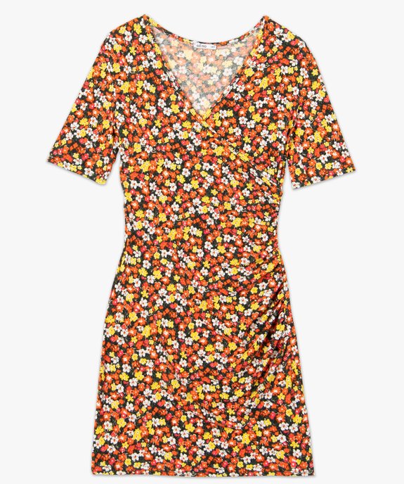 Robe femme à manches courtes effet drapé vue4 - GEMO(FEMME PAP) - GEMO