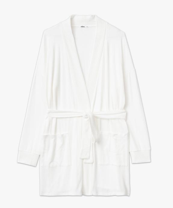 Veste d'intérieur femme en maille duveteuse avec ceinture à nouer vue4 - GEMO(HOMWR FEM) - GEMO
