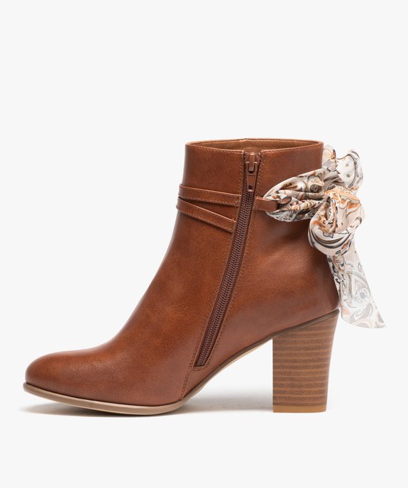 Boots femme à talon avec dessus uni et bride foulard vue3 - GEMO(URBAIN) - GEMO