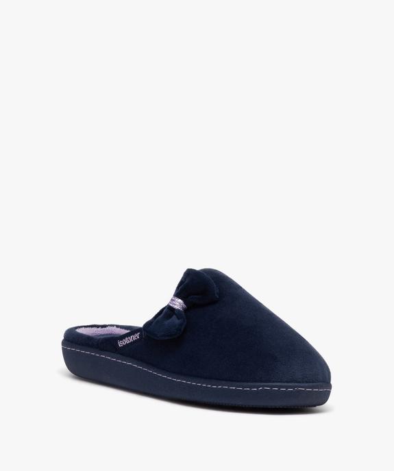 Chaussons femme pantoufles en velours uni avec noeud - Isotoner vue2 - ISOTONER - GEMO