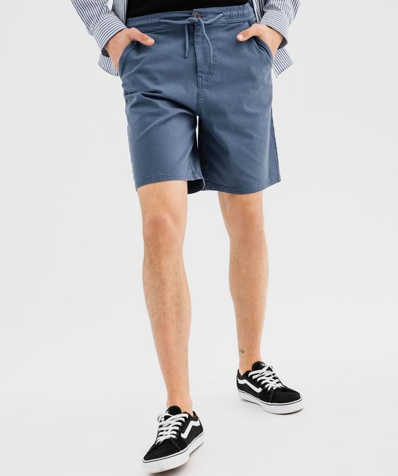 Bermuda chino en coton stretch à taille élastique homme vue1 - GEMO 4G HOMME - GEMO