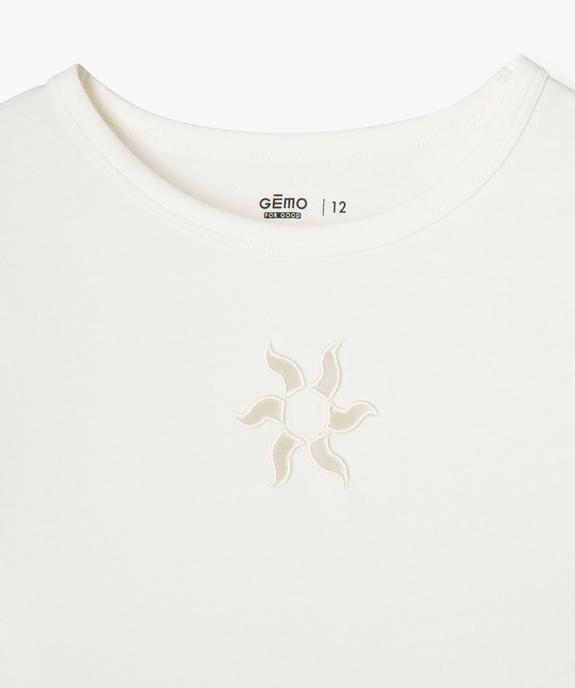 Tee-shirt court à manches courtes avec motif ajouré fille vue6 - GEMO 4G FILLE - GEMO