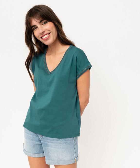 Tee-shirt à manches courtes avec finitions scintillantes femme vue5 - GEMO 4G FEMME - GEMO