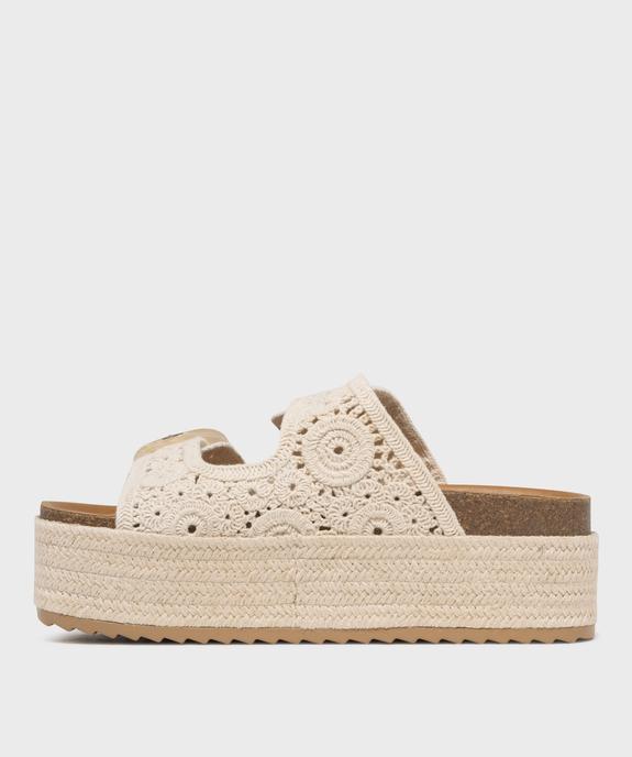 Mules à double bride façon macramé sur semelle plateforme femme - 5 Miles vue3 - 5 MILES - GEMO