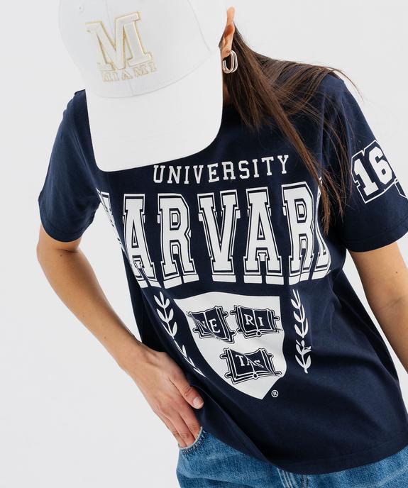 Tee-shirt manches courtes imprimé coupe courte femme - Harvard University vue5 - HARVARD - GEMO