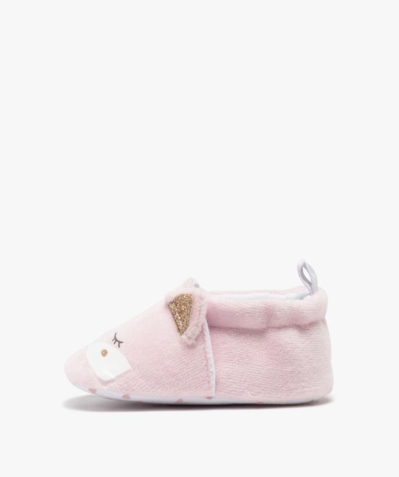 Chaussons de naissance bébé fille en velours chaton vue3 - GEMO 4G BEBE - GEMO
