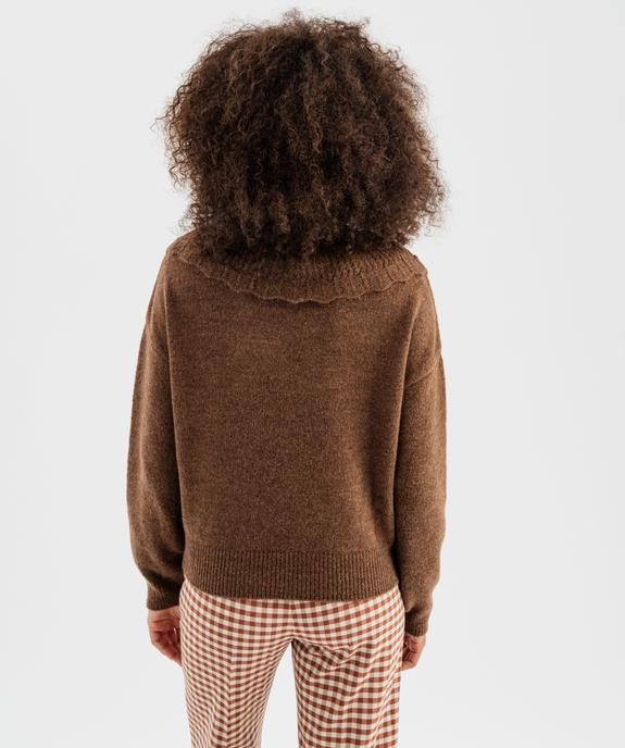 Pull à grand col fantaisie ajouré femme vue3 - GEMO(FEMME PAP) - GEMO