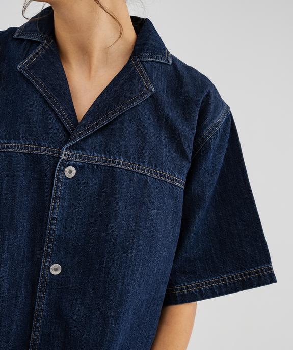 Veste en jean à coupe ample et manches courtes femme  vue4 - GEMO 4G FEMME - GEMO