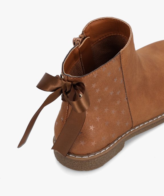 Boots fille en suédine motifs étoiles et ruban décoratif vue6 - GEMO (ENFANT) - GEMO