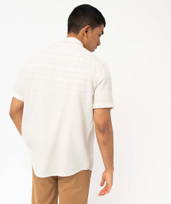 Chemise homme à manches courtes en coton/viscose/lin mélangés vue3 - GEMO (HOMME) - GEMO