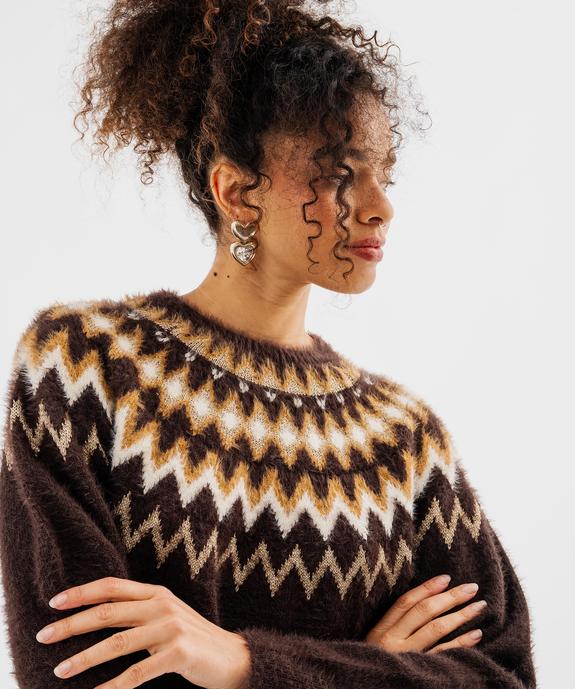 Pull col rond jacquard femme vue2 - GEMO(FEMME PAP) - GEMO