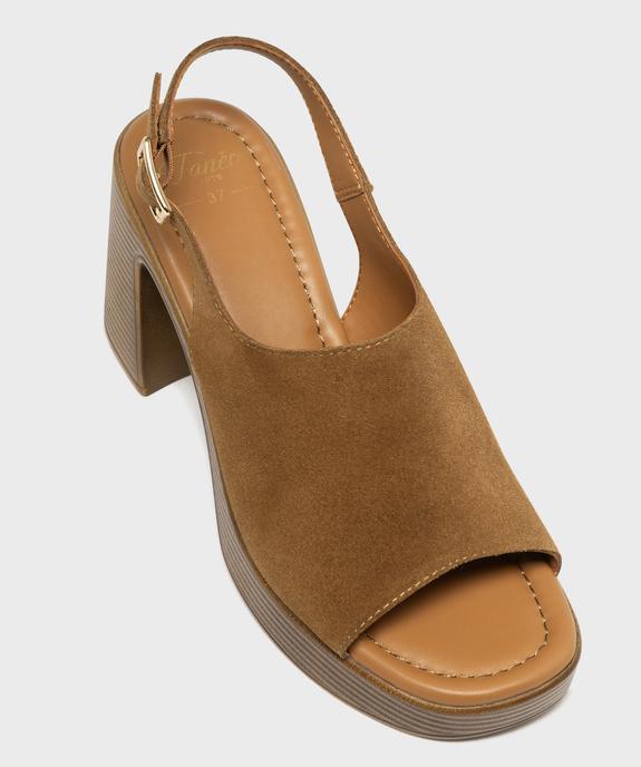 Sandales à talon épais et semelle plateforme en cuir femme - Tanéo vue3 - TANEO - GEMO