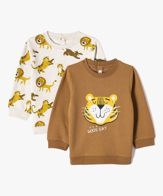 Sweat en molleton doux imprimé jungle bébé garçon (lot de 2) vue1 - GEMO(BEBE DEBT) - GEMO