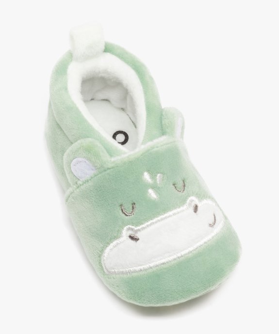 Chaussons de naissance bébé garçon hippopotame en velours vue5 - GEMO 4G BEBE - GEMO