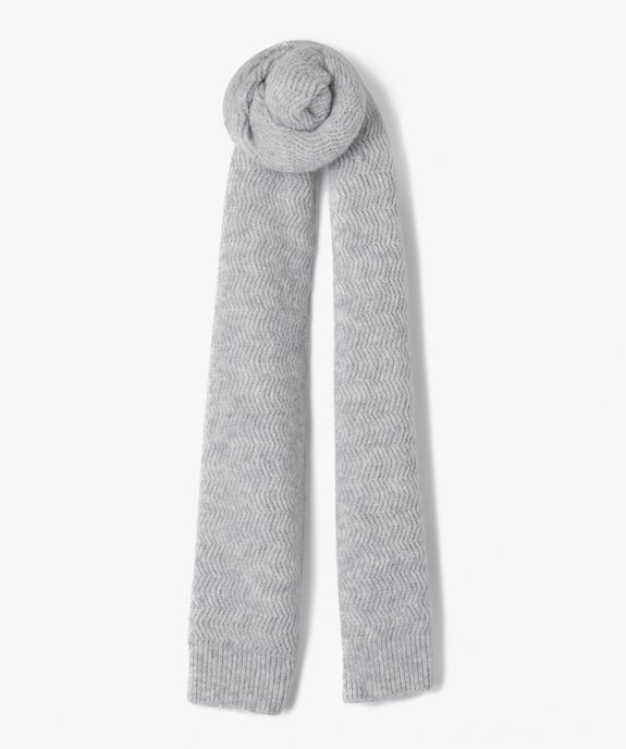 Écharpe en maille côtelée fantaisie et chinée femme vue1 - GEMO 4G FEMME - GEMO