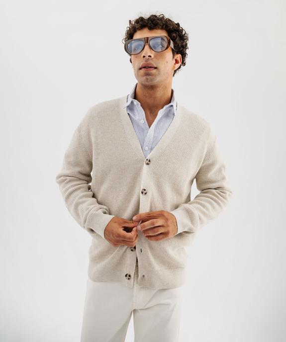Gilet à col V en coton homme vue2 - GEMO (HOMME) - GEMO