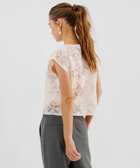 Tee-shirt sans manches en dentelle ajourée coupe loose femme vue3 - GEMO(FEMME PAP) - GEMO