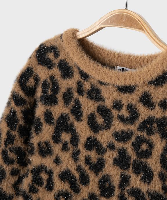 Pull en maille douillette et pailletée imprimée léopard bébé fille vue2 - GEMO(BEBE DEBT) - GEMO