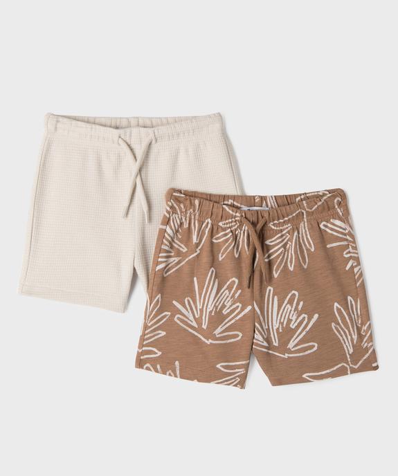 Short en coton fluide avec taille ajustable bébé garçon (lot de 2) vue1 - GEMO(BEBE DEBT) - GEMO