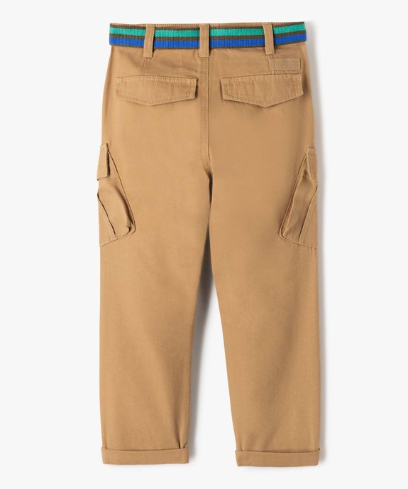 Pantalon garçon cargo en twill avec ceinture rayée - LuluCastagnette vue5 - GEMO 4G GARCON - GEMO