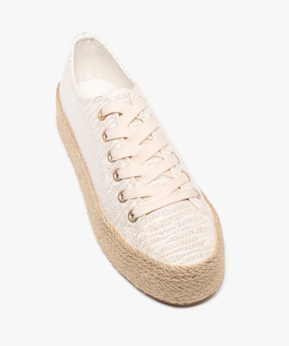 Baskets en toile pailletées avec semelle plateforme en corde femme vue6 - FOLLOW ME G4G - GEMO