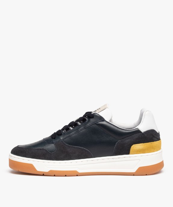Baskets homme dessus cuir à semelle contrastante – Tanéo vue3 - TANEO - GEMO