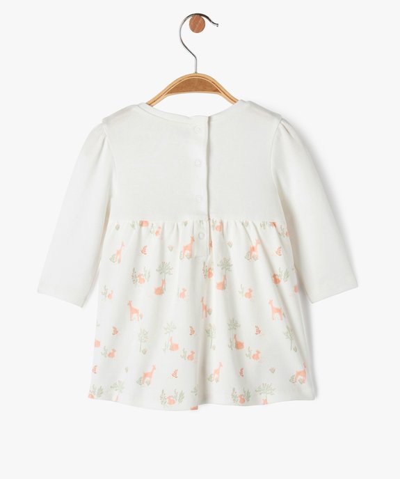 Robe manches longues en maille jersey avec body intégré bébé fille vue4 - GEMO(BB COUCHE) - GEMO