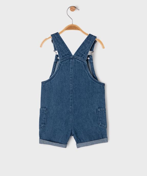 Salopette courte en jean bébé garçon vue3 - GEMO 4G BEBE - GEMO
