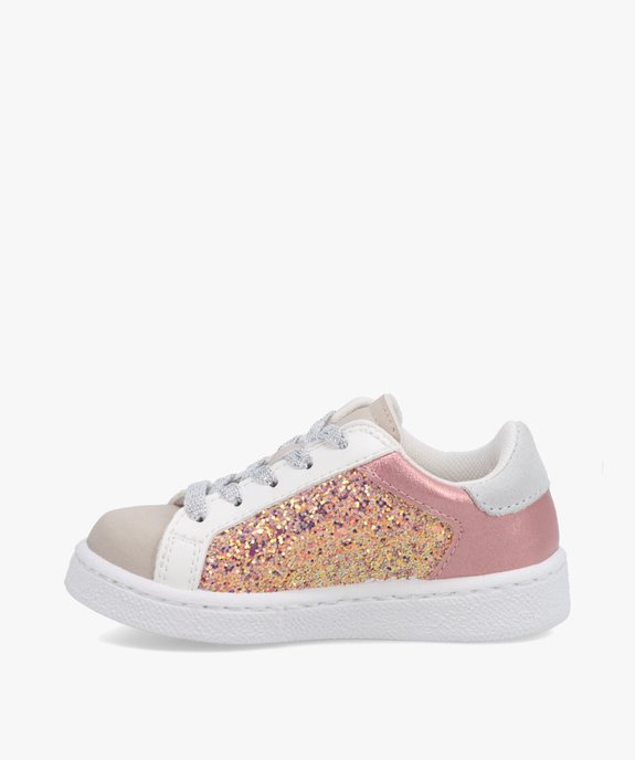 Baskets fille dessus pailleté et lacets brillants vue3 - GEMO (ENFANT) - GEMO