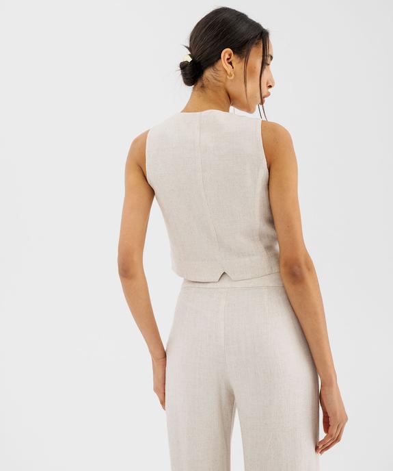 Gilet de costume sans manches en viscose et lin femme vue3 - GEMO(FEMME PAP) - GEMO