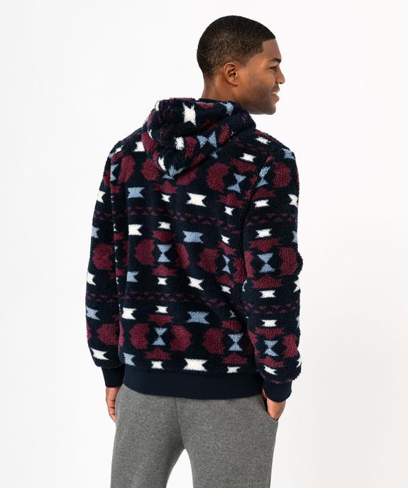 Veste d'intérieur à capuche en maille douillette imprimée homme vue3 - GEMO(HOMWR HOM) - GEMO